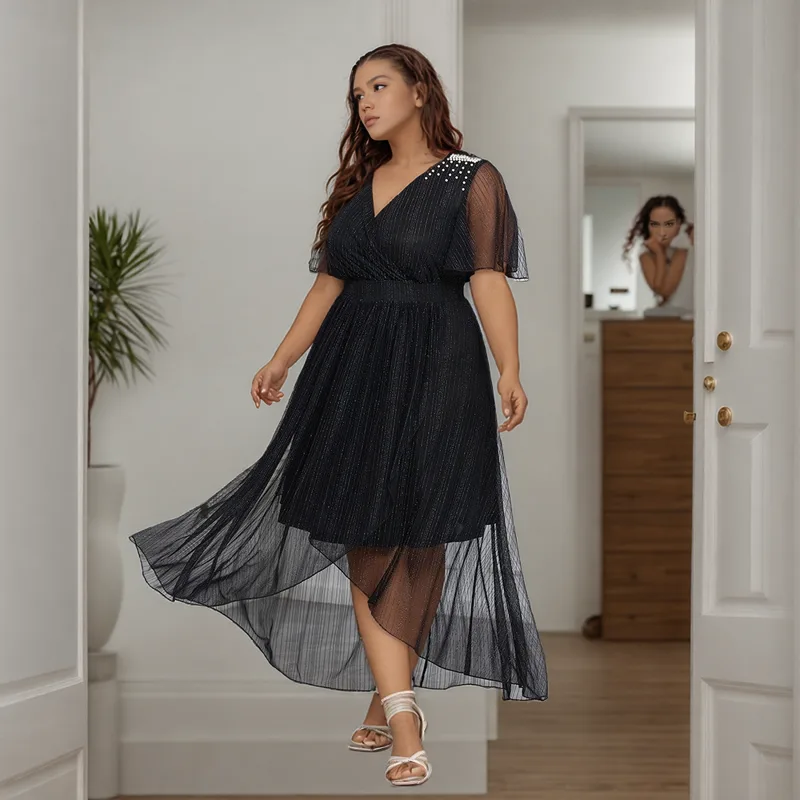 Ruched Dress Mini - Cocktail Party Formal Dress Plus Size