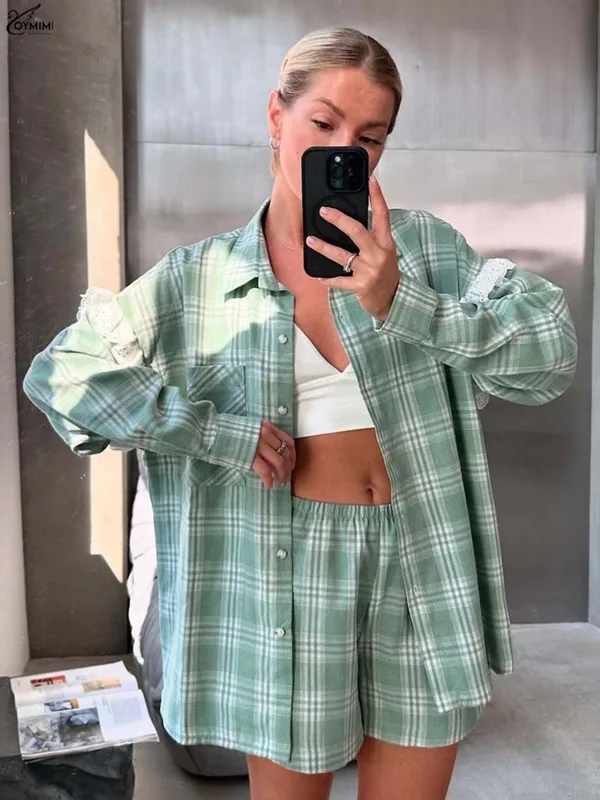 Women Fashion 80S - Oymimi Fashion Green Print Women' S