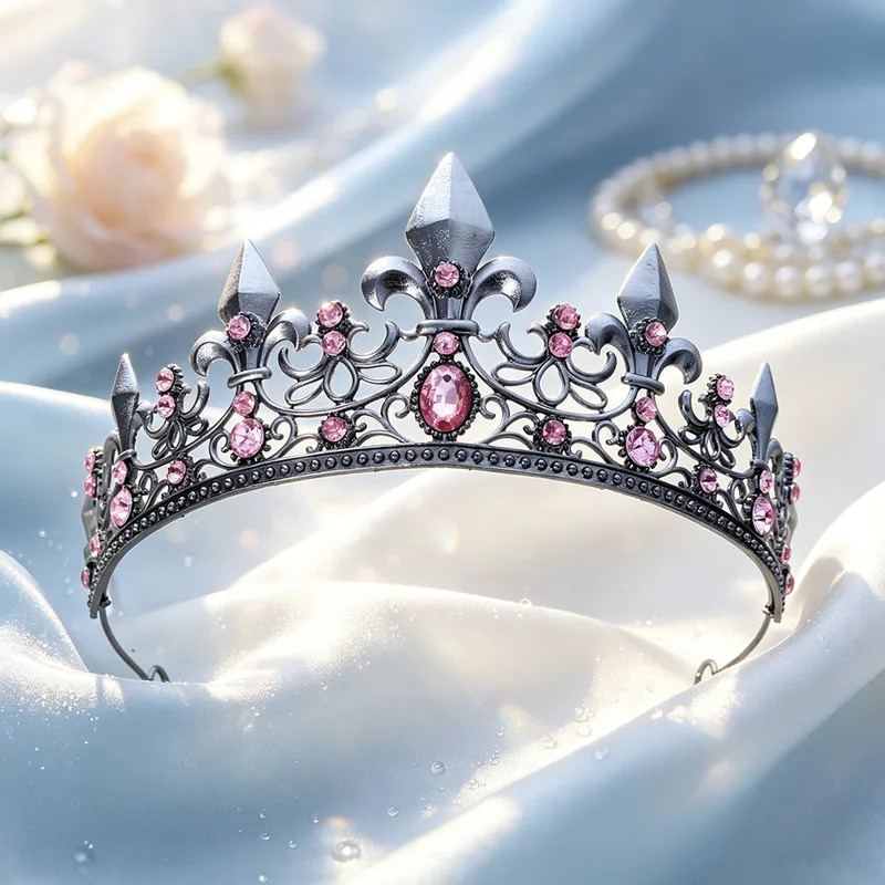 Women Fashion Hub - Medieval Gothic Antique Silver Rhinestone Crown