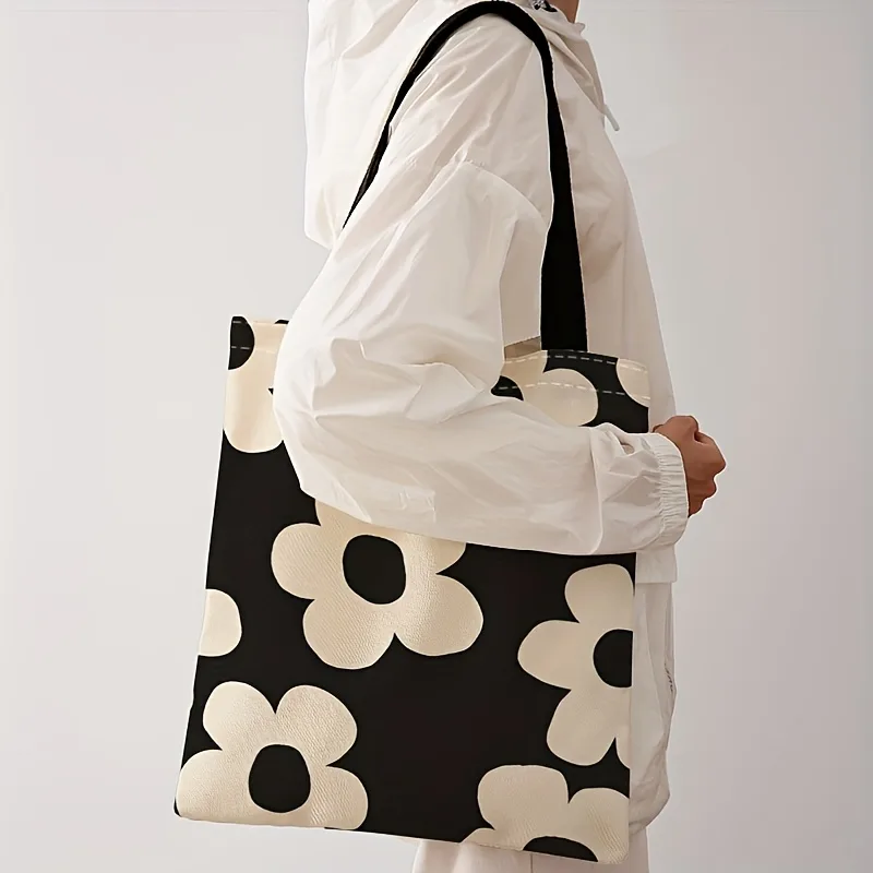 Canvas Tote Bag - Yellow flower printed tote bag, reusable