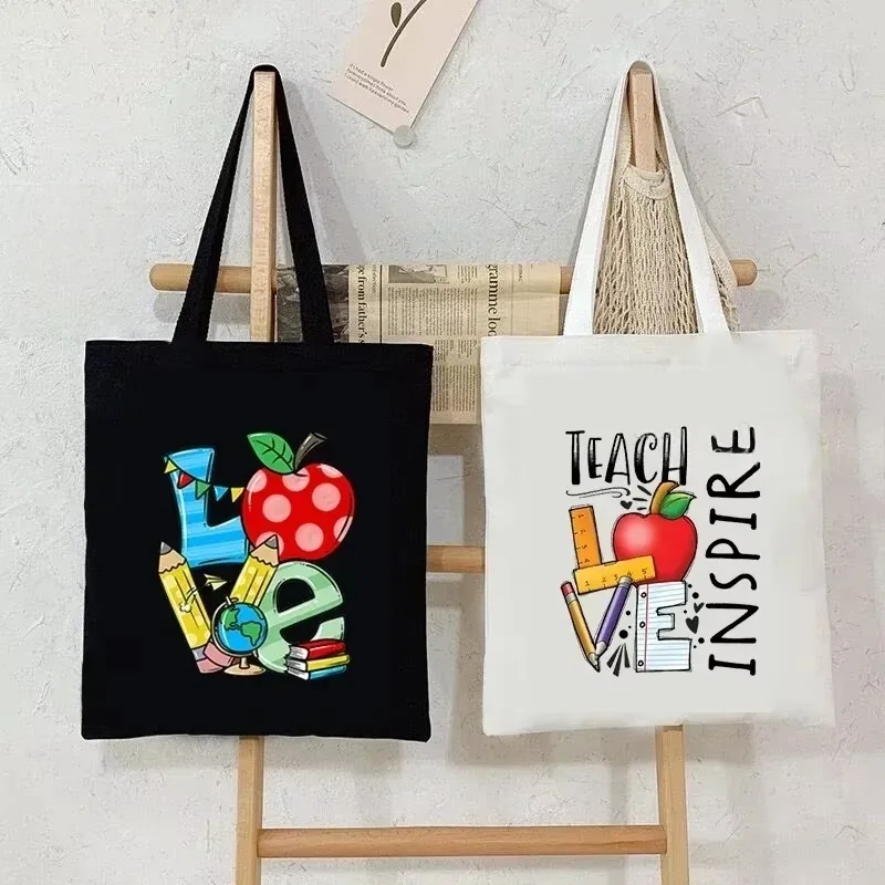 Canvas Tote Bag - Women Canvas Shoulder Bag Teach Love
