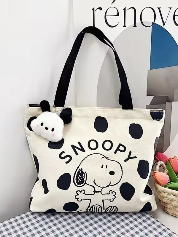 Canvas Tote Bag - Cartoon Snoopy Canvas Shoulder Bag for