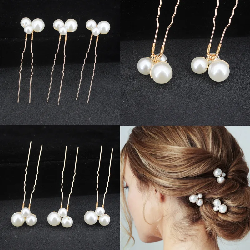 Women Fashion Hair Style - 3pcs/set Pearl U-shaped Hairpins Wedding Bridal