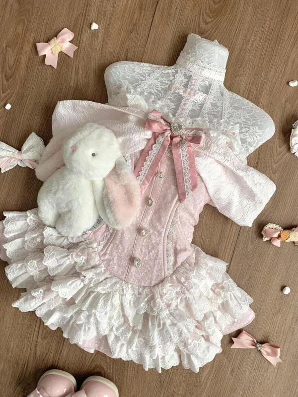 Ruched Dress Mini - Summer Japanese Y2k Sweet Kawaii Lolita