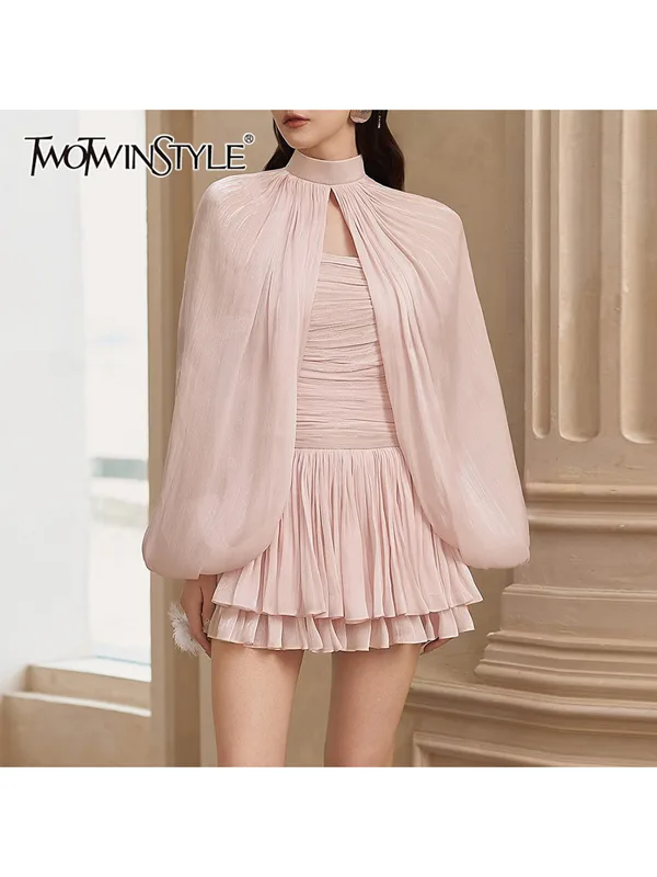Ruched Dress Mini - TWOTWINSTYLE Sweet Spliced Shirring Two Piece
