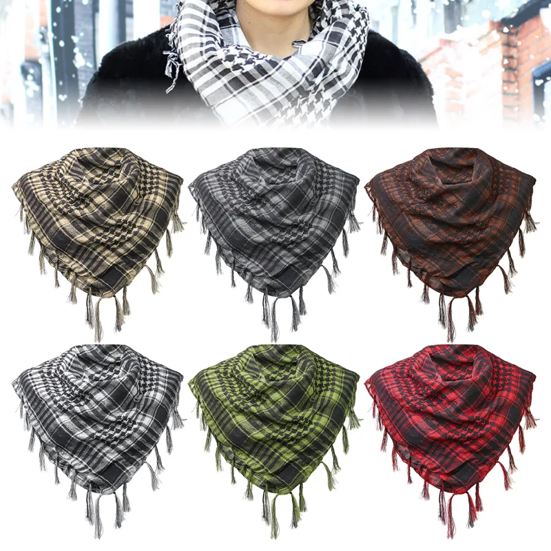 Women Fashion Gloves - Houndstooth Scarf Plaid Hijab Bandana Hiking