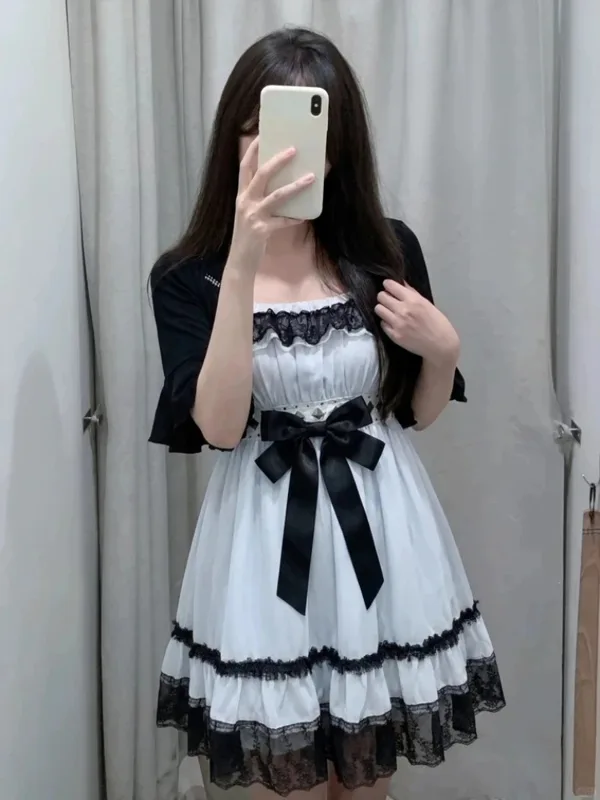 Ruched Dress Mini - Gothic Punk Fashion Cute 2 Piece