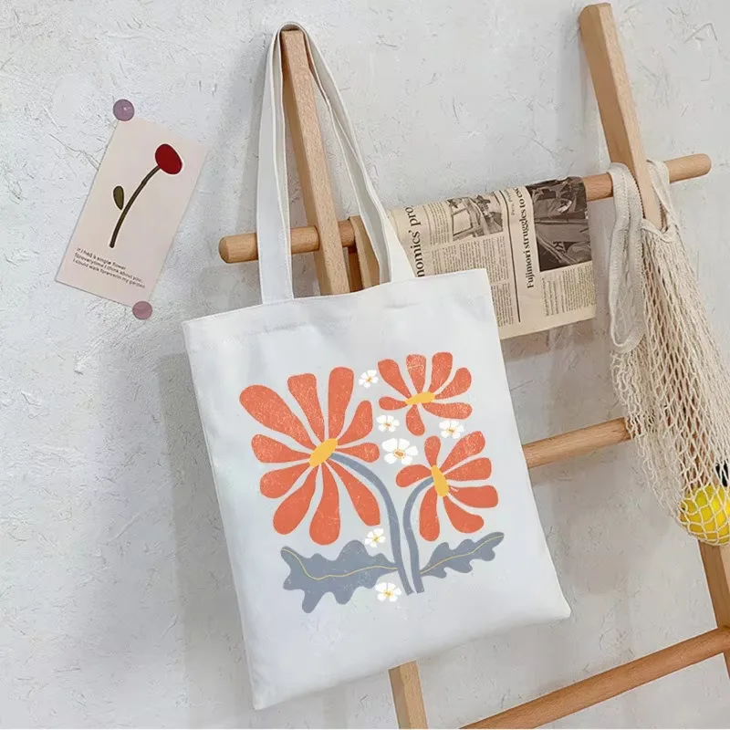Canvas Tote Bag - Boho floral Women's Shopping Bag Graphic
