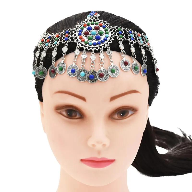 Women Fashion Pakistan - Pakistan Ethnic Colorful Bead Coin Headpiece