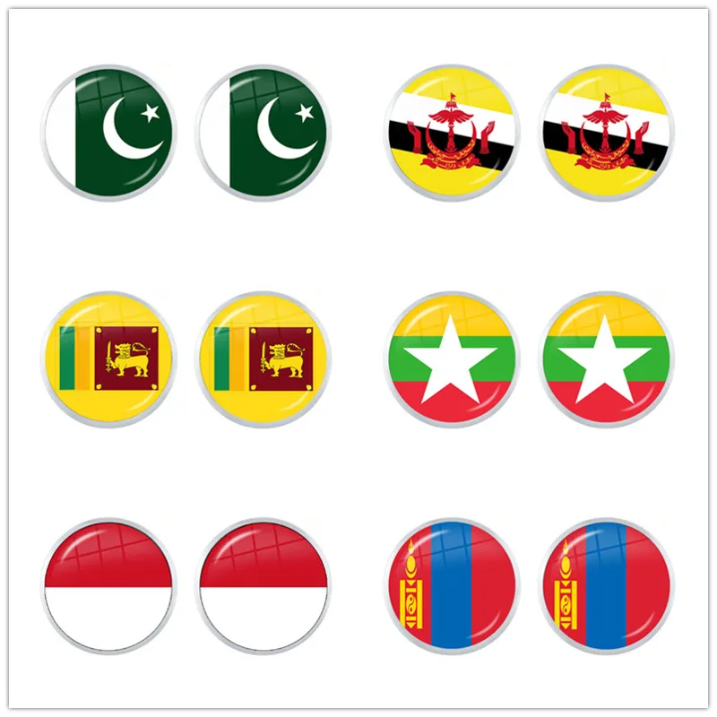Women Fashion Pakistan - Pakistan,Brunei,Sri Lanka,Myanmar,Indonesia,Mongoli National Flag 12mm Glass