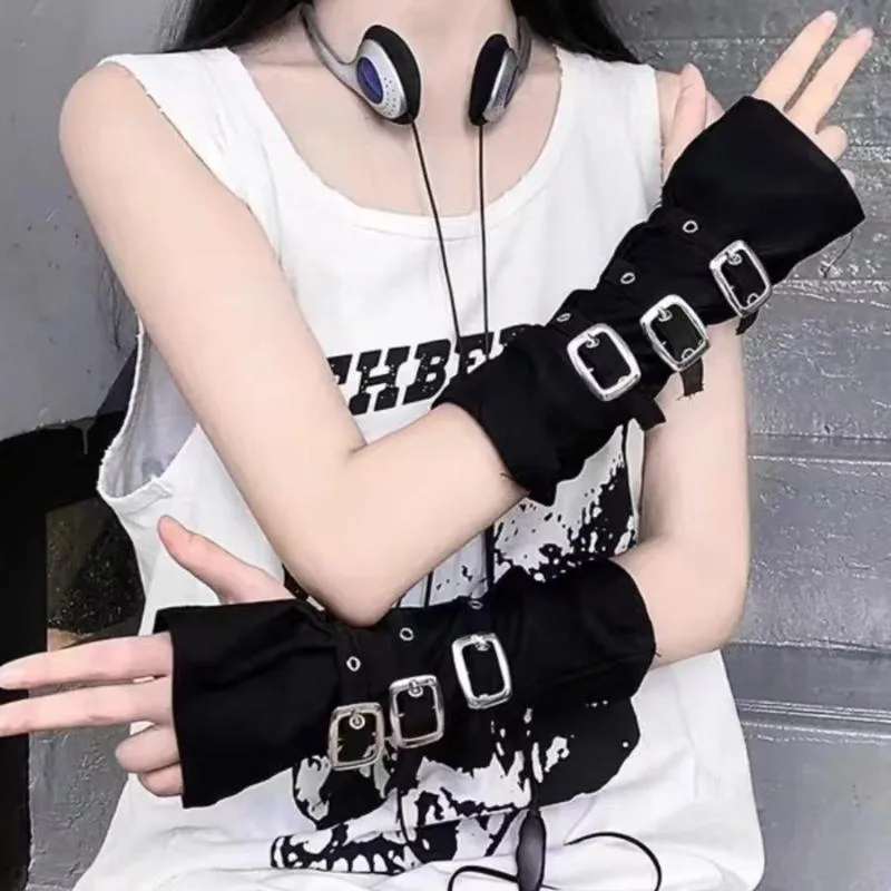 Women Fashion Gloves - Y2K Gothic Punk Fingerless Gloves For