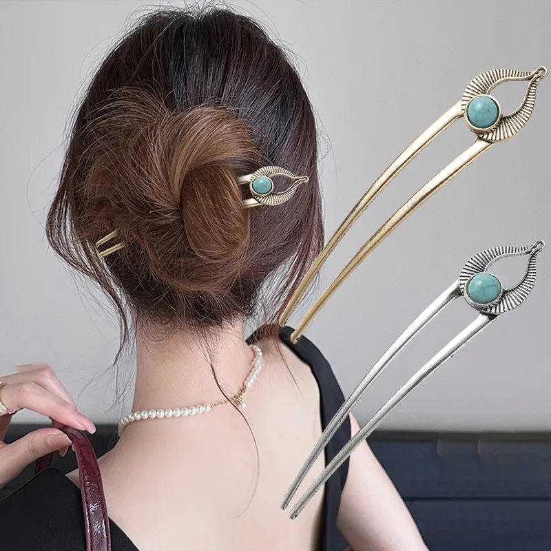 Women Fashion Hub - Egypt Turquoise U Shape Hair Fork