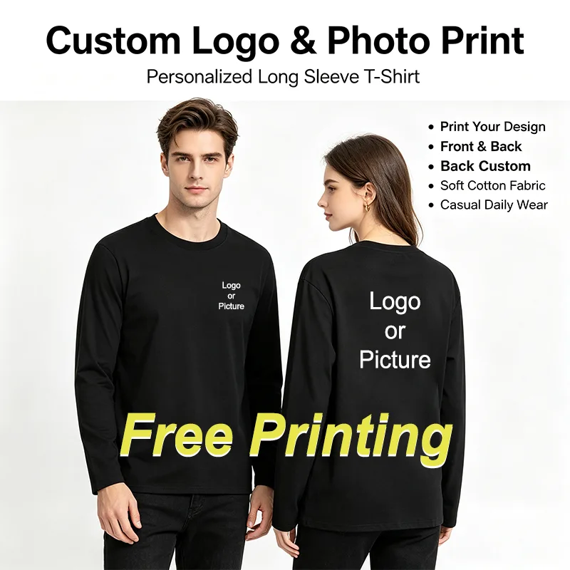 Trend Women Fashion - Customized Cotton Long Sleeve T-shirts Men