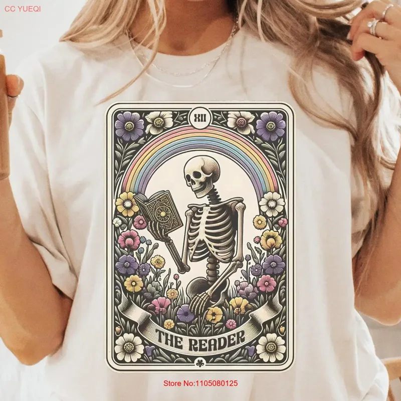 Women'S Fashion Graphic Tees - The Reader TaroT T Shirt Skeleton