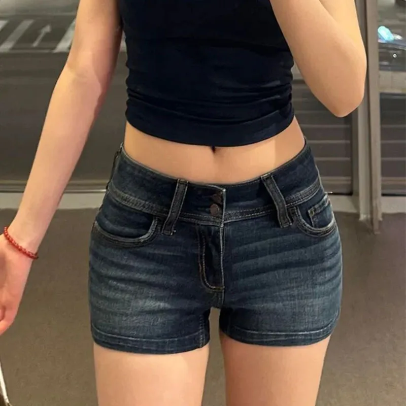 Women Deep Blue Retro Y2K Jean - Denim Shorts Women review and price