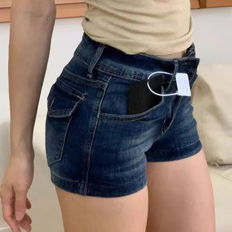 Women Deep Blue Retro Y2K Jean - Denim Shorts Women review and price