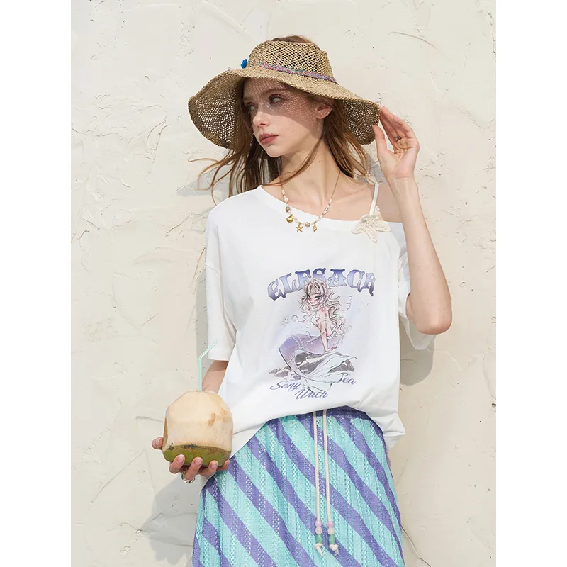 ELFSACK Women's Off Shoulder W - Women'S Fashion Graphic Tees review and price