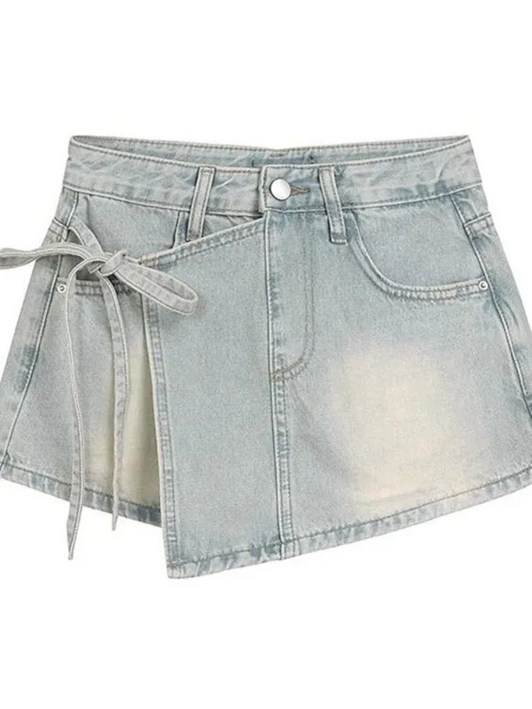 Women High Waist Denim Skort L - Denim Shorts Women review and price