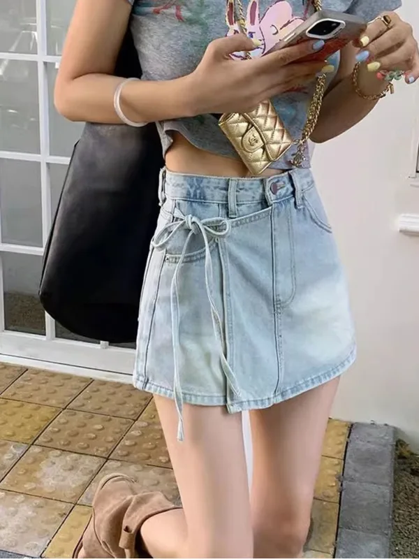 Women High Waist Denim Skort L - Denim Shorts Women review and price