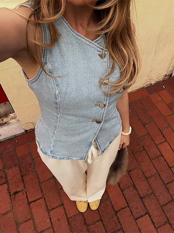 CPSYMYM Elegant Denim Vest Ski - Denim Shorts Women review and price