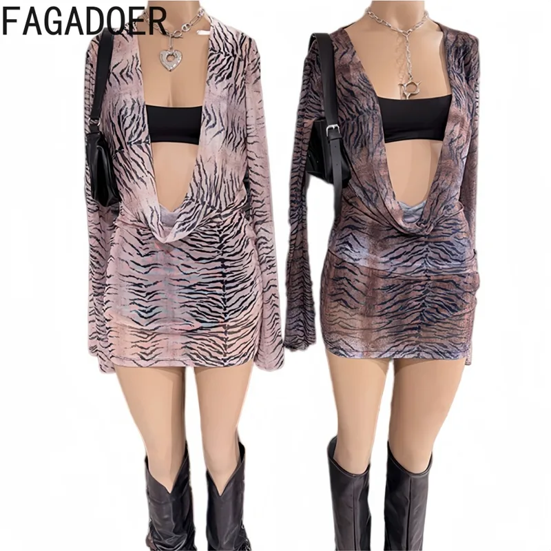 FAGADOER Y2K Retro Tiger Strip - Ruched Dress Mini review and price