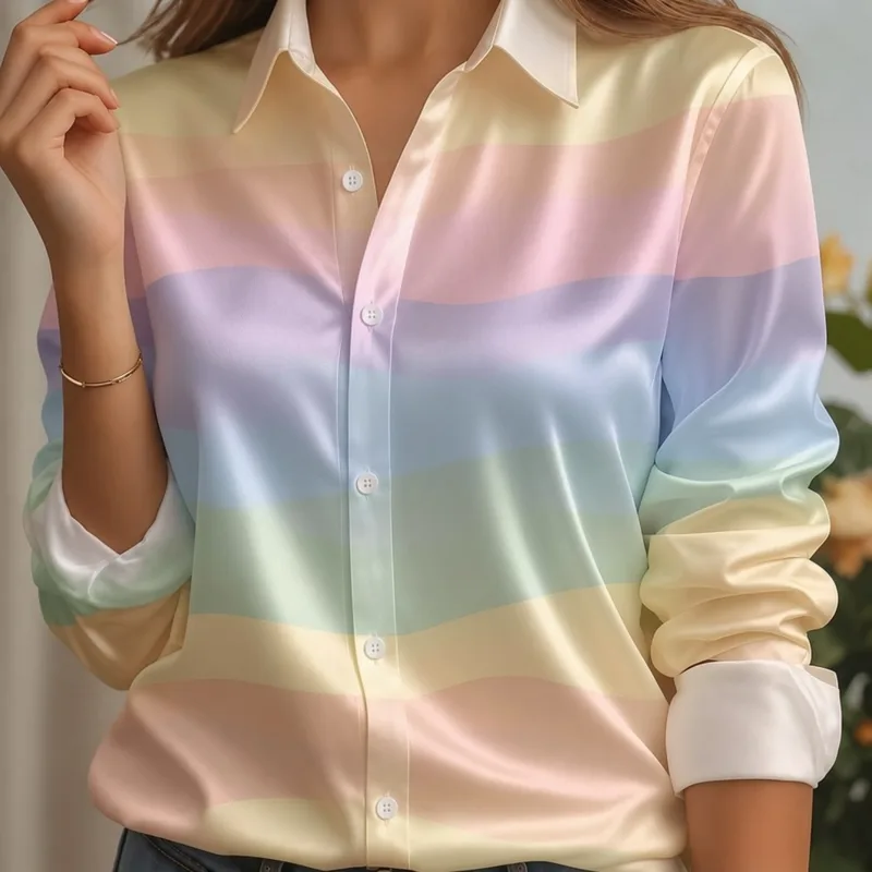 Women Satin Lapel Collar Shirt - Trend Women Fashion review and price