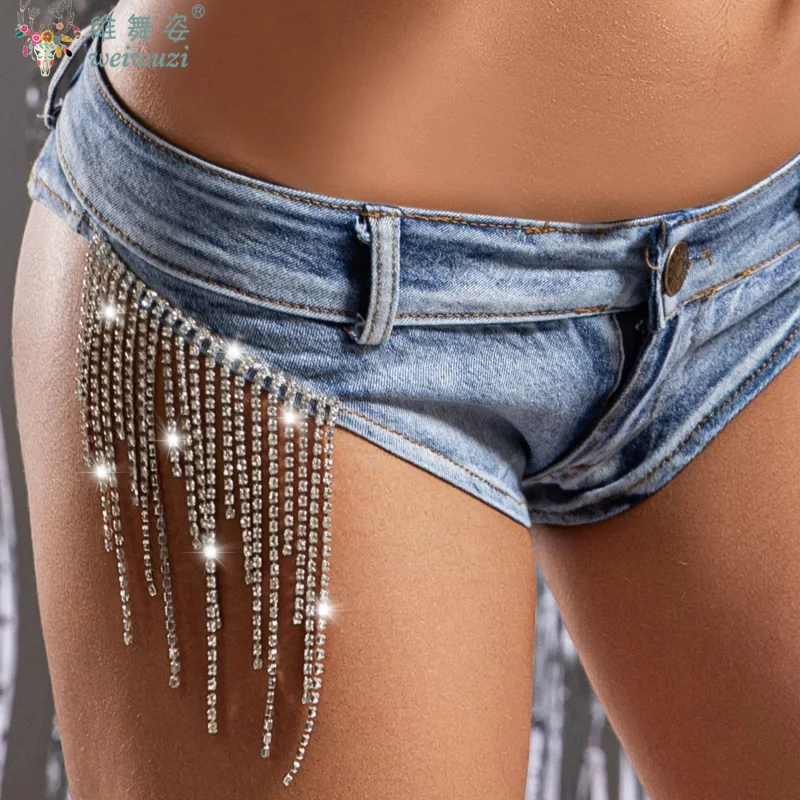Uxury Diamond Tassel Women Min - Denim Shorts Women review and price