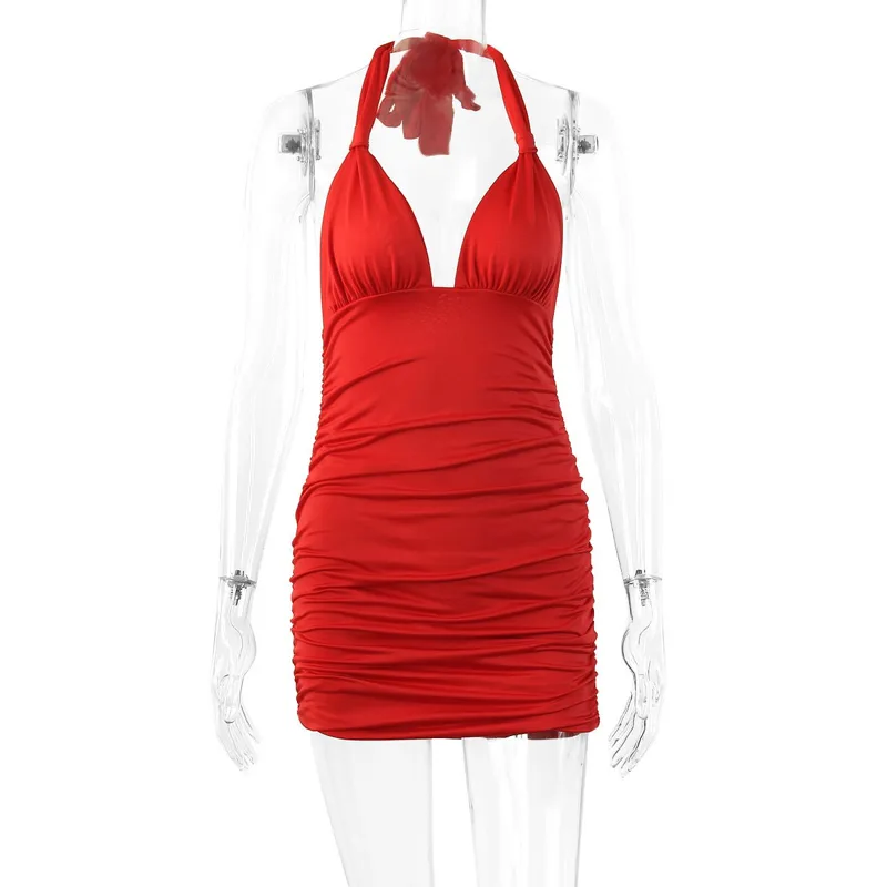 Summer Women's Clothing Deep V - Ruched Dress Mini review and price