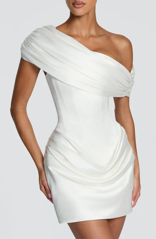 2 Styles White Satin Mini Dres - Ruched Dress Mini review and price