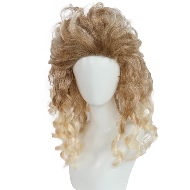 Synthetic Blonde Big Curly Wig - Women Fashion 80S review and price