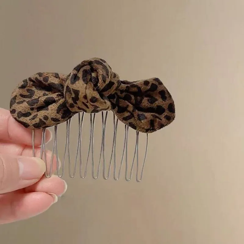 1PCLeopard Print Bow Hair Comb - Women Fashion Hair Style review and price