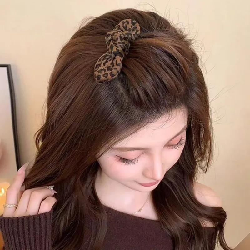 1PCLeopard Print Bow Hair Comb - Women Fashion Hair Style review and price
