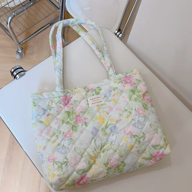 French Floral Quilted Tote Bag - Canvas Tote Bag review and price