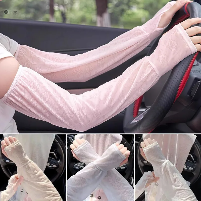 Fashion Lace Ice Silk Sleeves  - Women Fashion Gloves review and price