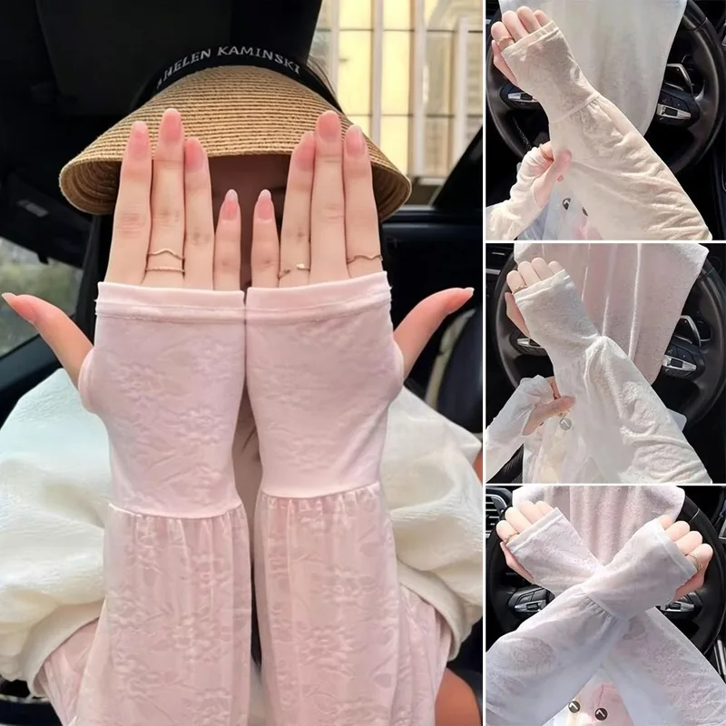 Fashion Lace Ice Silk Sleeves  - Women Fashion Gloves review and price