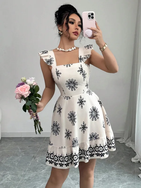 Plus Size Square Neck Tie Back - Ruched Dress Mini review and price