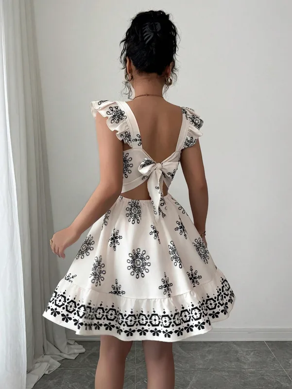 Plus Size Square Neck Tie Back - Ruched Dress Mini review and price